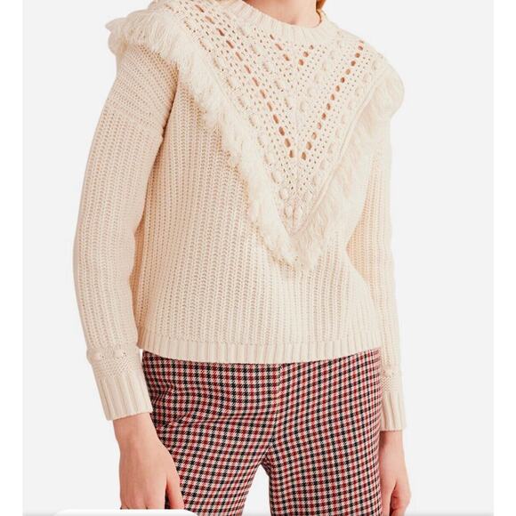Boden Wool Blend Fringed Oversized Sweater Size Medium New With Tags K0725 Cream - Picture 1 of 11